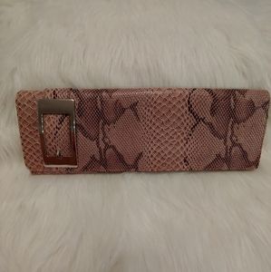 NWOT Big Buddha Snakeskin Clutch Bag
